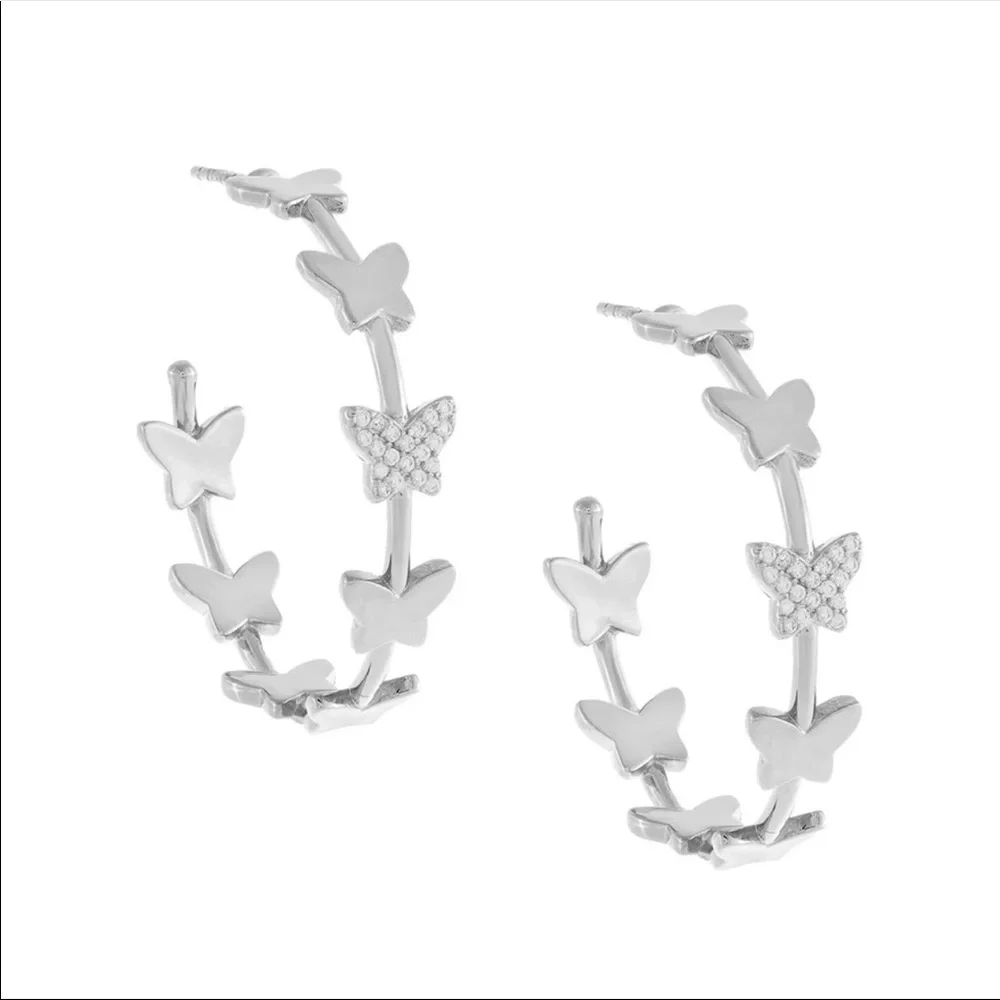 New Women’s Lovely Butterfly Big Hoop Earrings - Picture 2 of 4